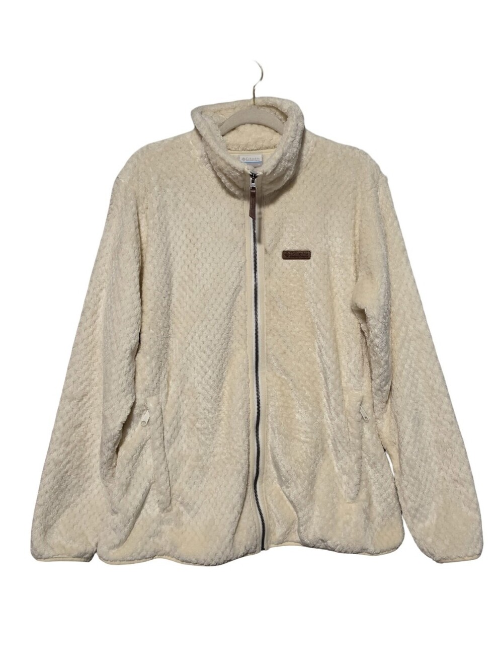 COLUMBIA Jacket Womens Plus 1X Ivory Plush Fleece Full Zip Cozy Outdoor Winter - Picture 2 of 8